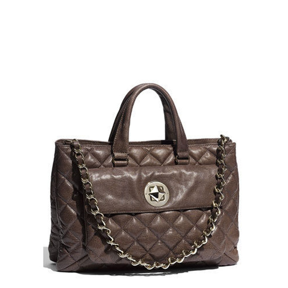 NEW Kate Spade NewYork French Grey Quilted LEATHER HANDBAG Lizard Purse Campbell - Picture 2 of 7